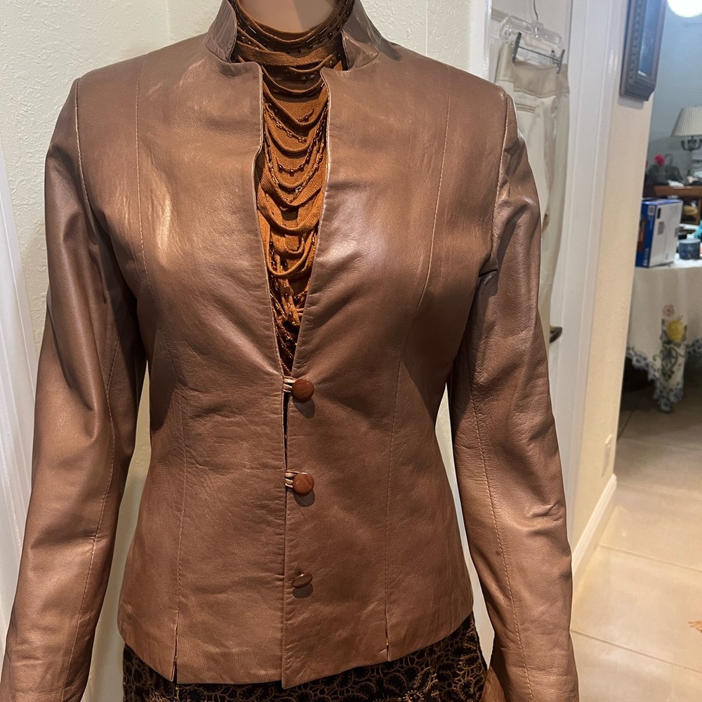 BROWN NAPPA LEATHER JACKET